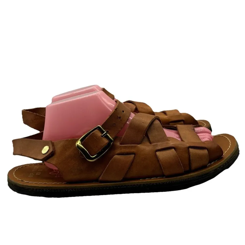 Jarman Italy Leather Sandals Mens 10 D Brown Gladiator Fisherman Jesus Mule